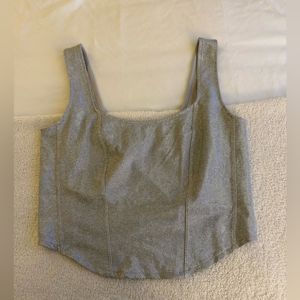 Silver Sparkly Cropped Tank Top.